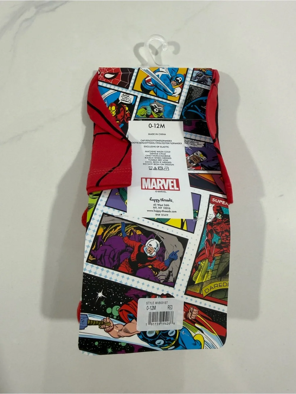 Marvel Red & White Spiderman Baby Cap and Booties Set 0-12 months